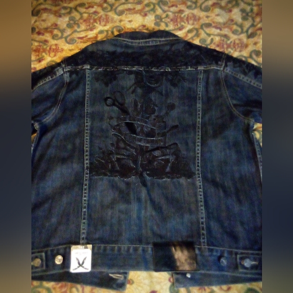 Artful Dodger (DEATH OF A CRAFTSMAN) Raw Blue Embroidered Denim Jacket Men's 2XL - Picture 10 of 16